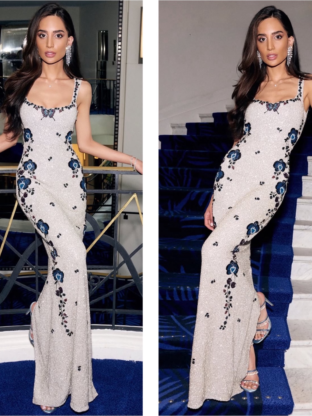 Clio Peppiatt Orchid Crystal Bead Embellished Floral Maxi Gown Size Small — image 3 of 8